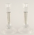 Italian Crystal and Silver Pair of Candlesticks