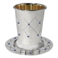 Kiddush Goblet with Coaster X-Saphire Stones