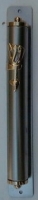 Mezuza Gray Metal with Gold Shaddai
